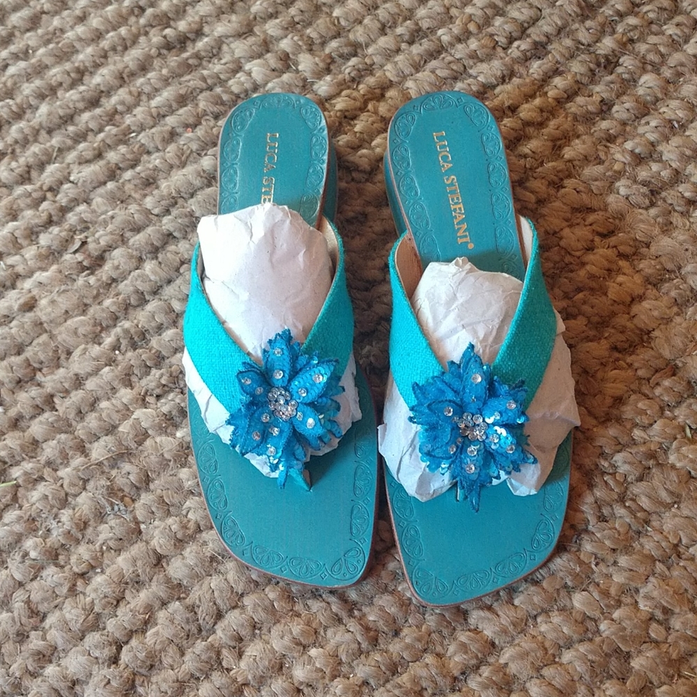 Beautiful turquoise blue sandals